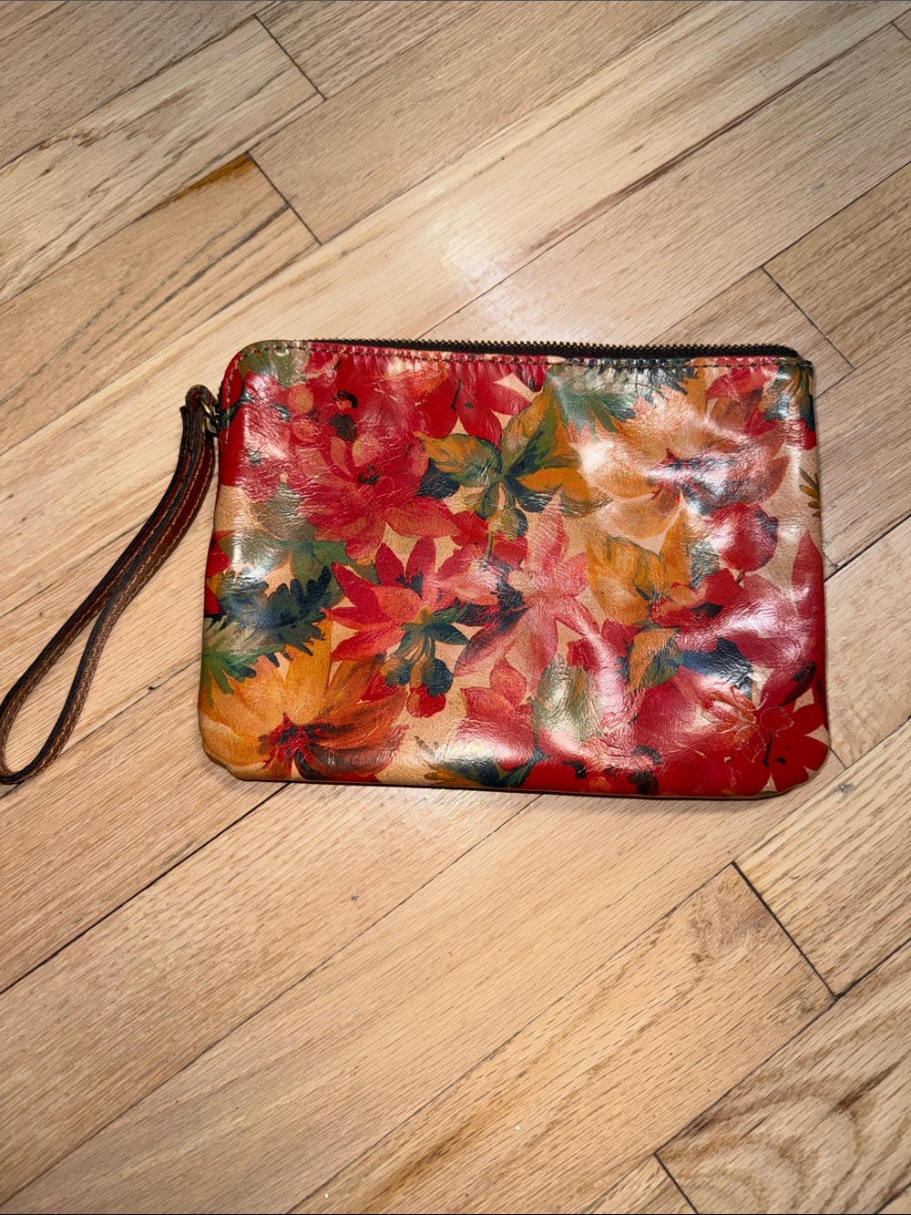 Patricia Nash Cassini wristlet Floral Red Leather Wristlet 100% real leather